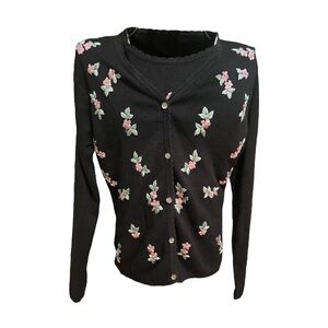 Vintage embroidered floral cardigan set